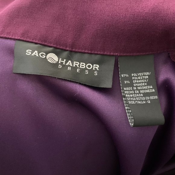 Vintage 90s Sag Harbor Suit Dress 12 Purple Sleeveless Zip Button Up Jacket - Picture 9 of 9